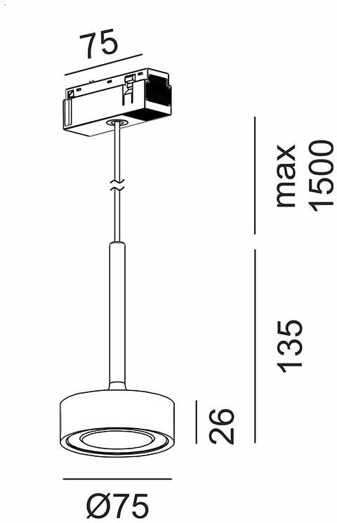 7W LED pakabinamas šviestuvas SOL MINI P į magnetinę sistemą IN_LINE, baltos/juodos sp., 3000K, 48V, 24°