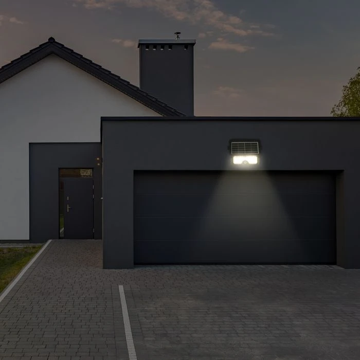 7W LED prožektorius su saulės baterija ir judesio davikliu, juodas, 3000/4000/6000K