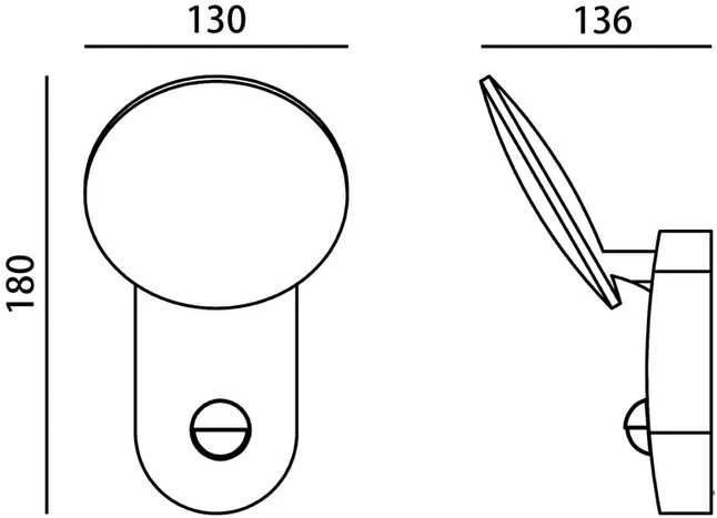 Pakabinamas šviestuvas 7W LED sieninis fasado šviestuvas MONTI 4K D-SENSOR, juodas, 4000K