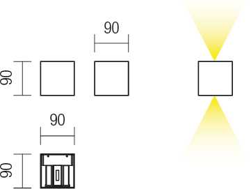 7W LED sieninis šviestuvas AMPLITUDE, juodas, 3000K, šviečia į viršų ir į apačią, reguliuojamas šviesos kampas, 01-2809