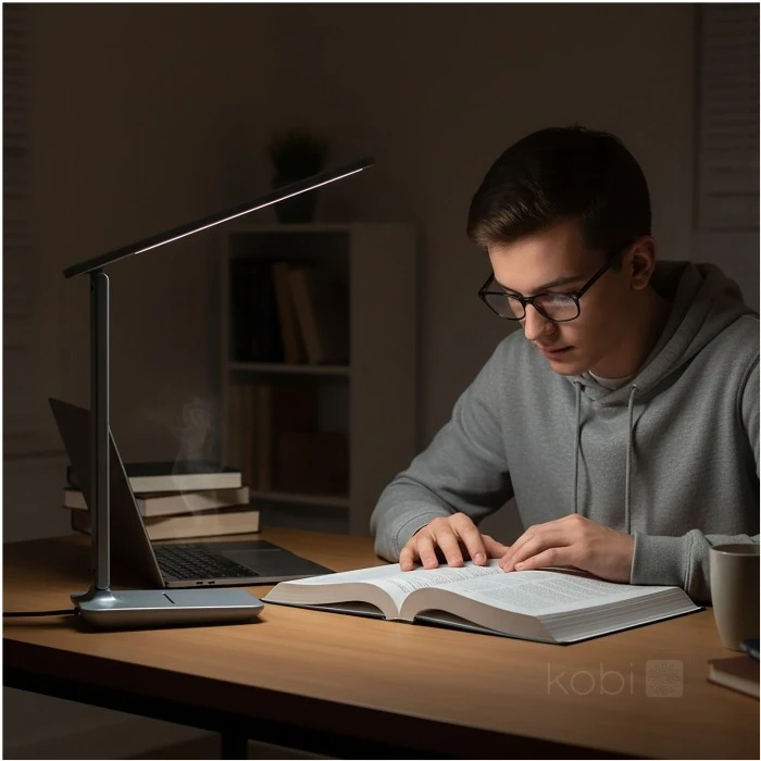 7W LED stalo šviestuvas NOBLITE N, pilkas, 3000/4000/6500K, dimeriuojamas