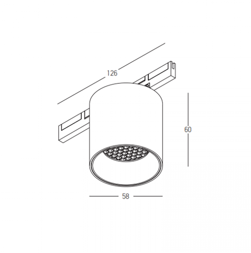 7W LED šviestuvas į magnetinę sistemą ZAMBELIS MAGNETIC 5MM, matinės juodos sp., 3000K, DALI, 2529
