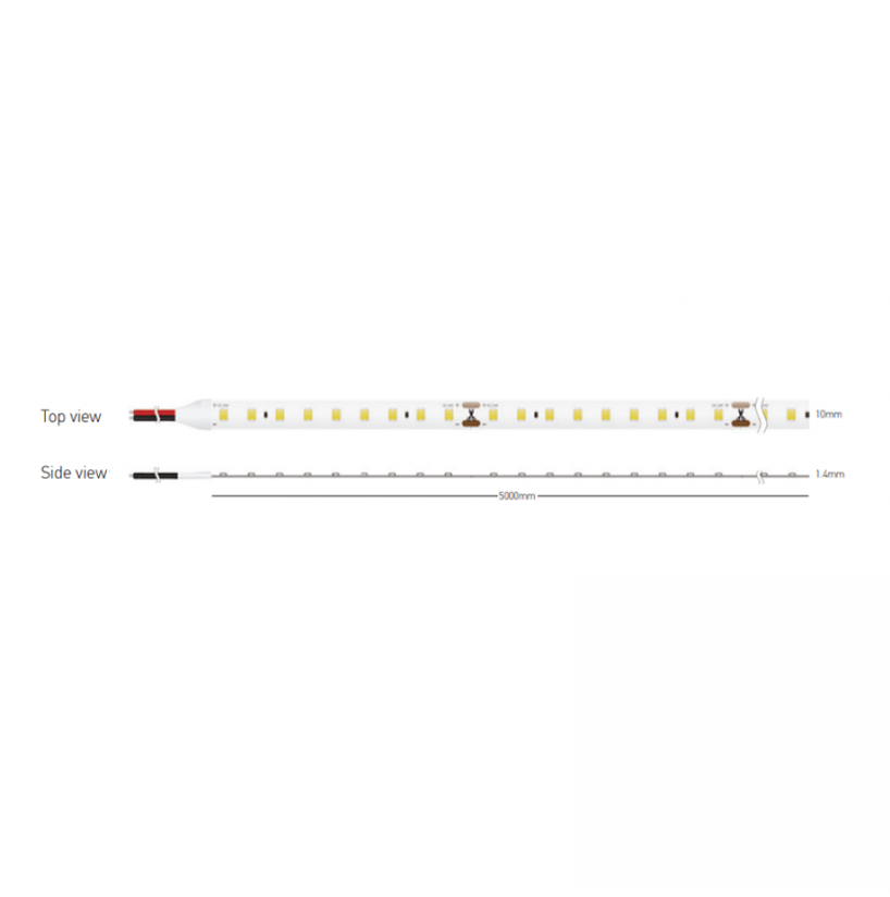 7W/m LED juosta, 24V, 180LEDs/m, 3000K, IP20, 5m ritė, LS51