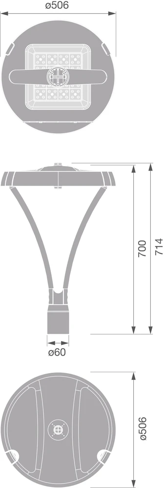 80W LED gatvės šviestuvas URBAN FLEX, pilkas, 2700K, 160° x 47°, ZHAGA, DALI
