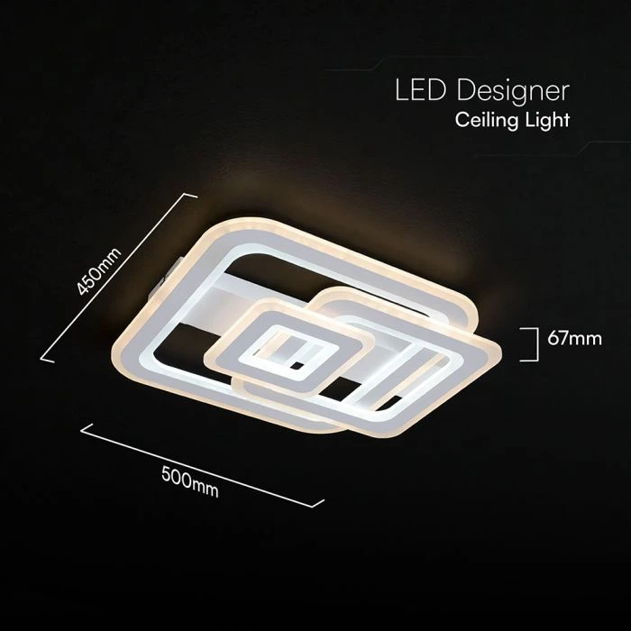 80W LED lubinis šviestuvas, baltas, 3000-6500K, dimeriuojamas