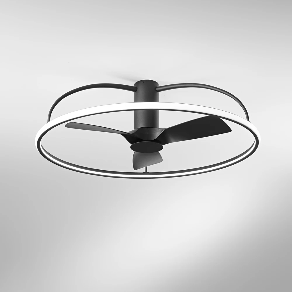 80W LED lubinis šviestuvas MAGNUS, juodas, CCT, su 32W ventiliatoriumi