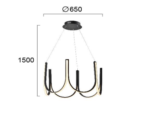 80W LED pakabinamas šviestuvas GLOBUS, juodu korpusu, 3000K, 4271500