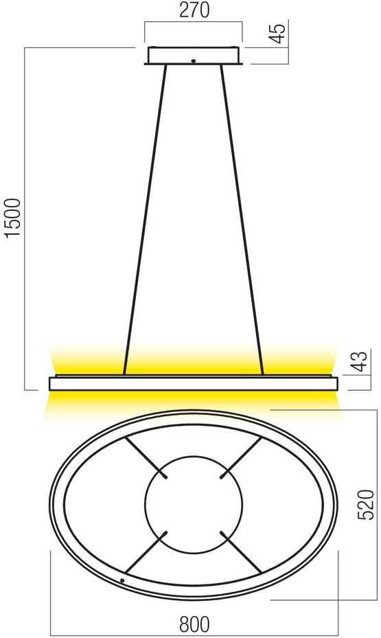 80W LED pakabinamas šviestuvas NOBU, matinės aukso sp., 3000/4000K, dimeriuojamas, 01-3813
