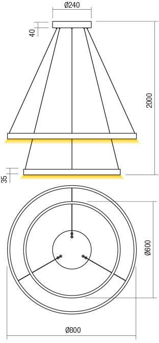 82W LED pakabinamas šviestuvas FEBE, baltas, 4000K, dimeriuojamas, 01-2894