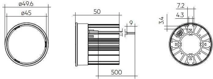 8,5-12W LED modulis/įleidžiamas šviestuvas SLA DC SNC3, juodas, 3000K, 36°, 50mm