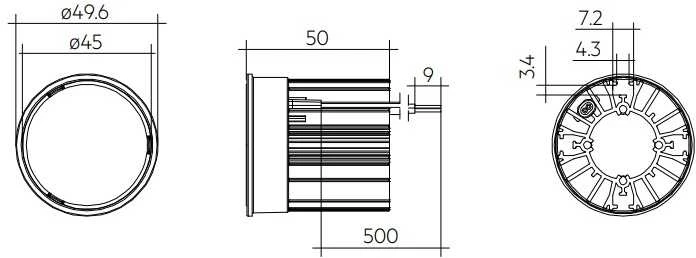 8,5-12W LED modulis/įleidžiamas šviestuvas SLA DC SNC3, juodas, 3000K, 24°, 50mm
