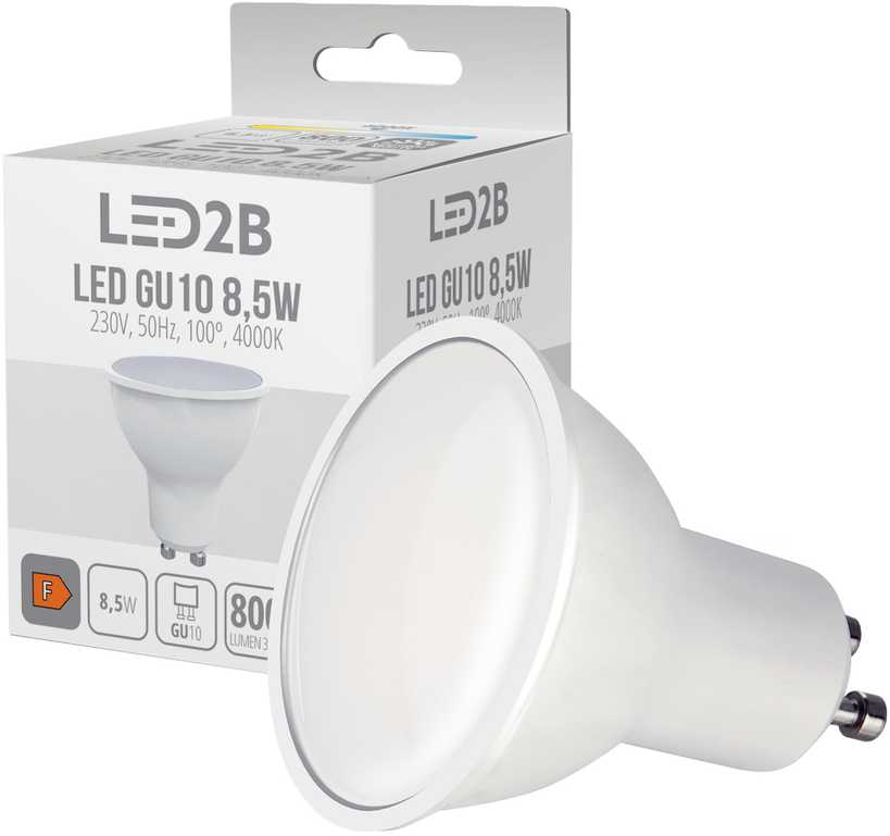 8,5W LED lemputė, GU10, balta, 4000K, 100°