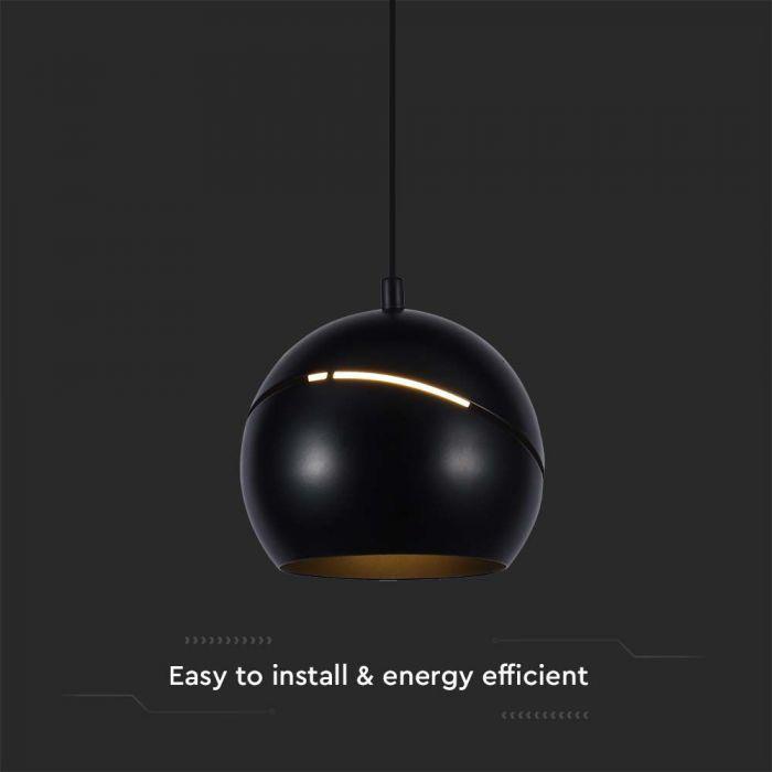 V-tac 8,5W LED pakabinamas šviestuvas, juodas, 3000K