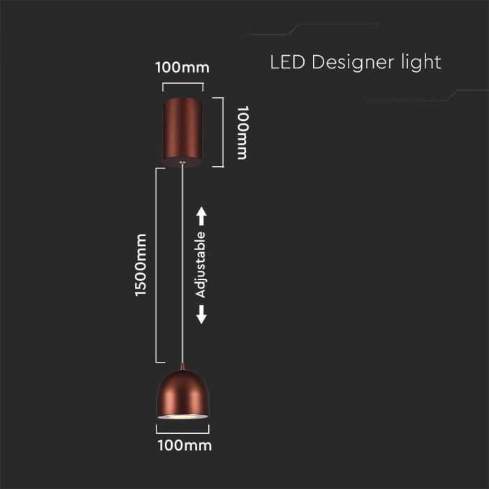 V-tac 8,5W LED pakabinamas šviestuvas, rudas, 3000K