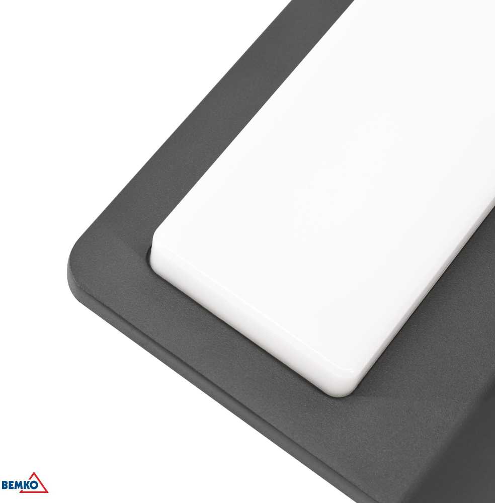 Sieninis šviestuvas Bemko 8,5W LED sieninis fasado šviestuvas VALANT, pilkas, 3000K, IP65