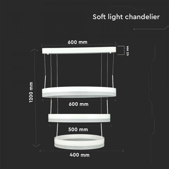 V-tac 86W LED pakabinamas šviestuvas, baltas, 3000K, dimeriuojamas