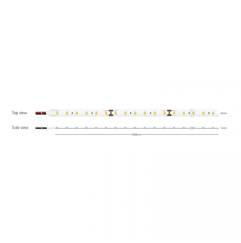 8,6W/m LED juosta, 24V, 120LEDs/m, 2700K, IP20, 5m ritė, LS23