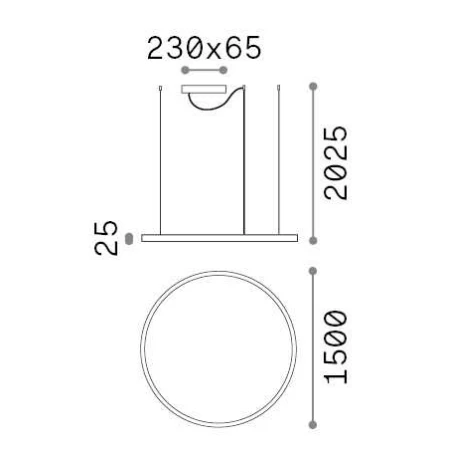 Ideal Lux Pakabinamas šviestuvas Oracle Slim Sp D150 Round 4000K On-Off Bk