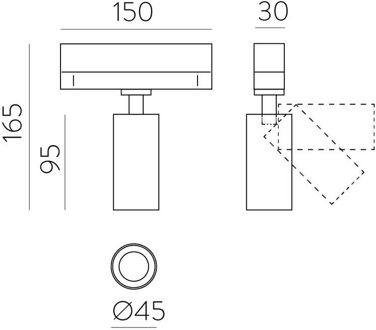 8W LED akcentinis šviestuvas į 3 fazių bėgelį PIPE, baltas, 4000K, T3986010B