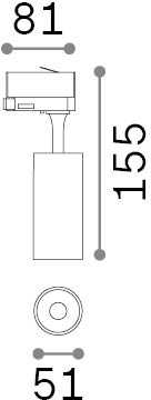 8W LED akcentinis šviestuvas į 1 fazės bėgelius FOX, juodas, 3000K, 348308