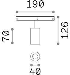 8W LED akcentinis šviestuvas į magnetinę sistemą EGO, juodas, 2700K, 48V, 340388
