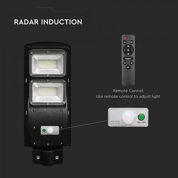 V-tac 8W LED gatvės šviestuvas su saulės baterija, juodas, 6000K