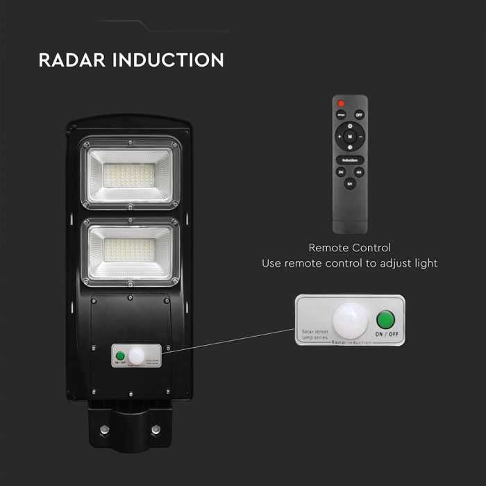 V-tac 8W LED gatvės šviestuvas su saulės baterija, juodas, 6000K