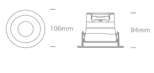 8W LED įleidžiamas pakreipiamas šviestuvas, juodas, 3000K, dimeriuojamas, IP54, 11106PK/B/W