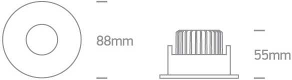 8W LED įleidžiamas šviestuvas, juodas, 3000K, 10108H/B/W