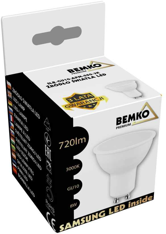 Bemko 8W LED lemputė, GU10, 3000K, 120°