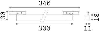 8W LED linijinės sistemos šviestuvas DEVA, juodas, 3000K, 332871