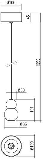 8W LED pakabinamas šviestuvas AOBA, aukso sp., 3000K, šviečia į viršų (120°) ir į apačią (36°), 01-2693