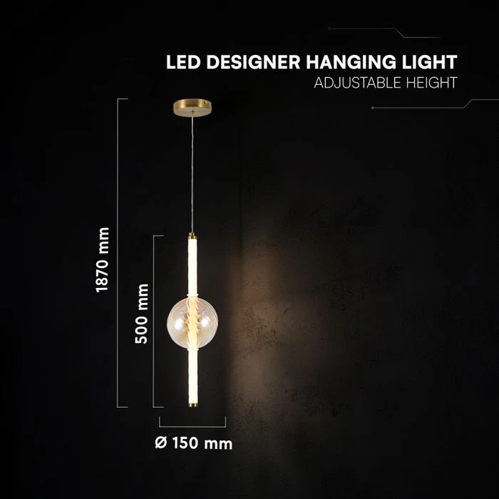 8W LED pakabinamas šviestuvas, gintaro/baltos sp., 3000K
