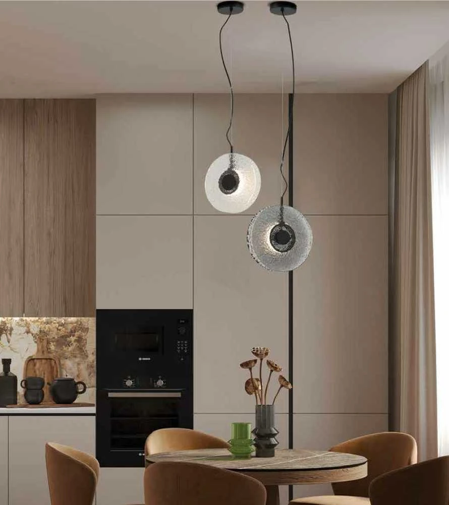 8W LED pakabinamas šviestuvas, juodu korpusu/dūmų sp. stiklas, 3000K, 23072