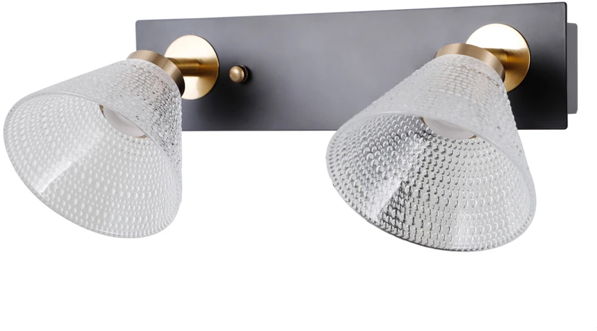 Lubinis šviestuvas 8W LED paviršinis šviestuvas ORELLA, juodos/aukso sp./skaidrus, 3000K
