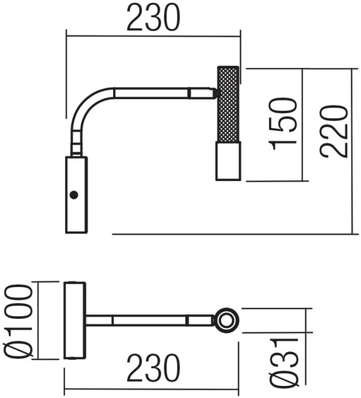8W LED sieninis šviestuvas DRILL, sendintos bronzos sp., 3000K, dimeriuojamas, 01-4439