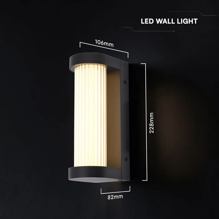 8W LED sieninis šviestuvas, juodas, 3000K, IP44