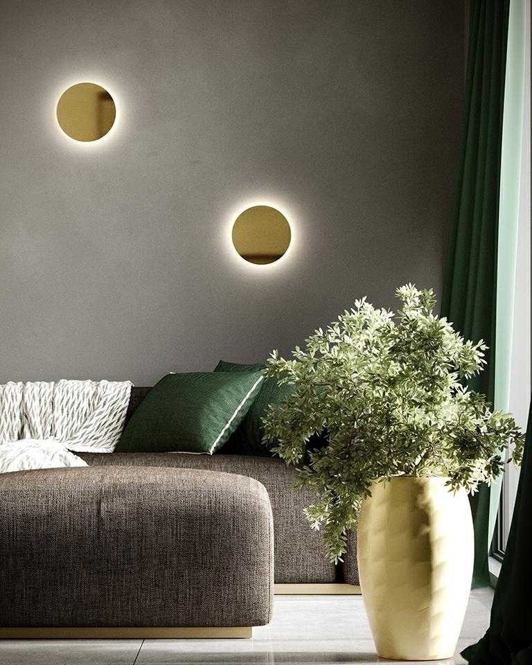 8W LED sieninis šviestuvas SHADOW SUN 30, aukso sp., 3000K, su jutikliu - šviestuvas įjungiamas/išjungiamas prisilietus