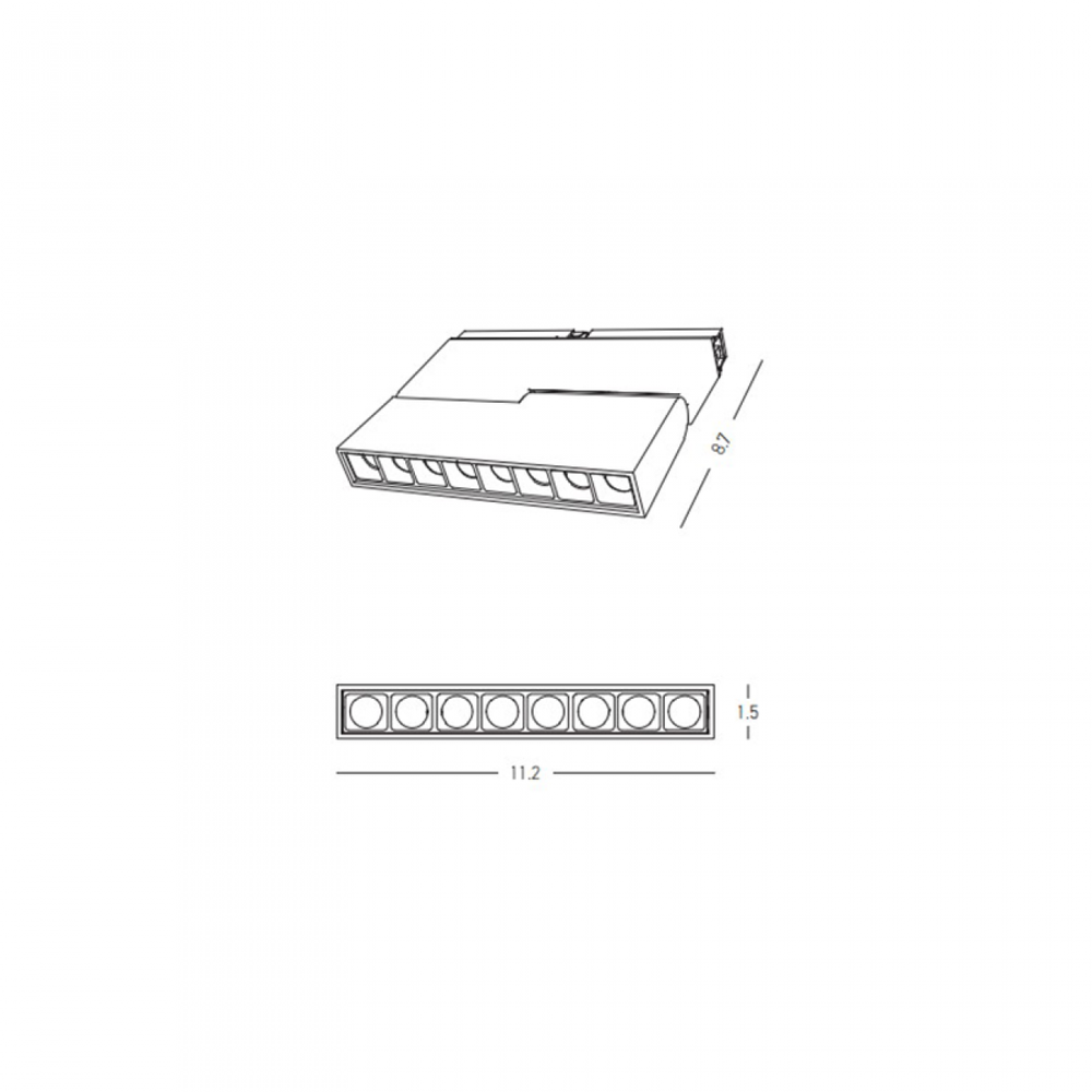 8W LED šviestuvas į magnetinę sistemą ZAMBELIS MAGNETIC ULTRA SLIM, juodas, 3000K, DALI, 23115