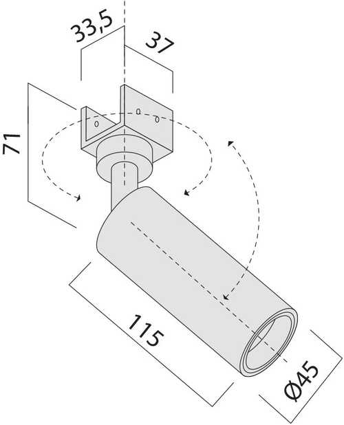 8W LED šviestuvas, montuojamas į XFORT bėgelį, 48V, juodas, 2700K, IP65, 45mm, dimeriuojamas, FRT31UWW SP SBK
