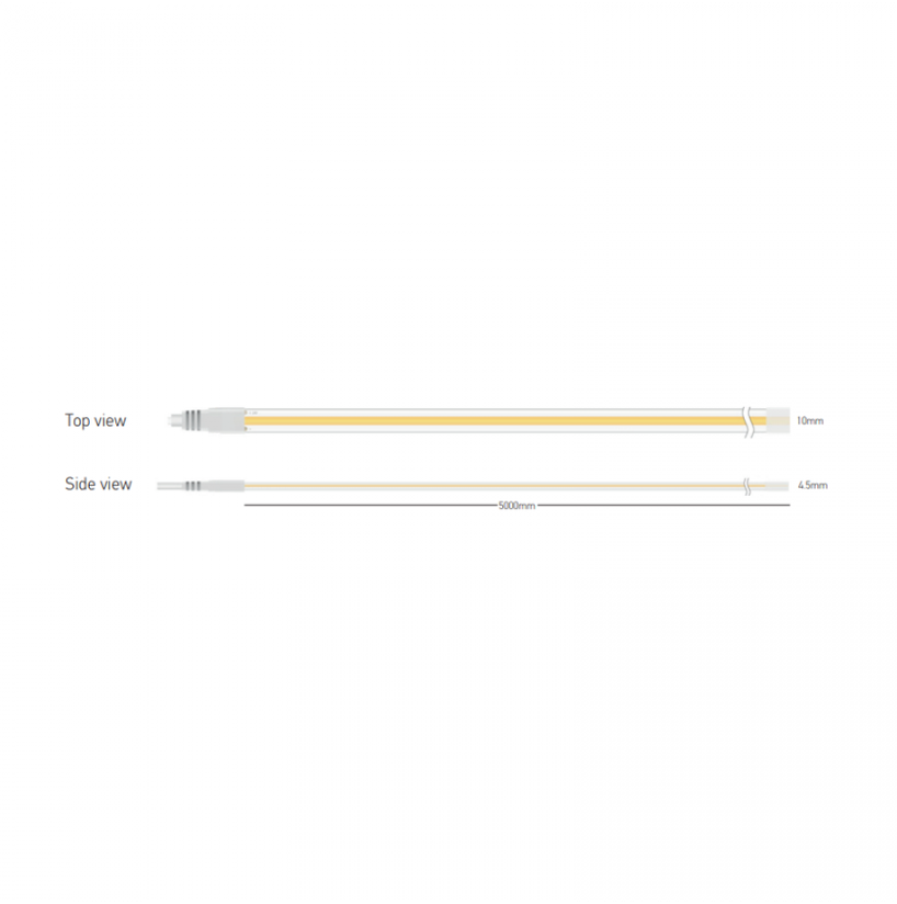 8W/m LED COB juosta, 24V, 320LEDs/m, 3000K, IP65, 5m ritė, LS38