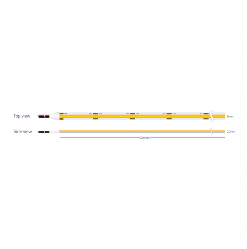 8W/m LED COB juosta, 24V, 320LEDs/m, 3000K, IP20, 5m ritė, LS37