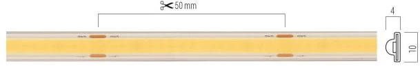 8W/m LED COB juosta XSOLIS, 2700K, 256LED/m, 24V, IP67, 5 metrų ritė
