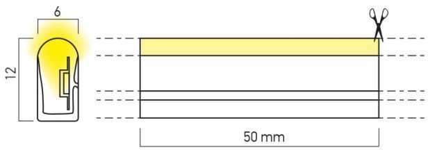 8W/m LED šviečiantis kabelis XSNAKE 6x12MM, 3000K, 120LED/m, 24V, IP67, 20 metrų ritė