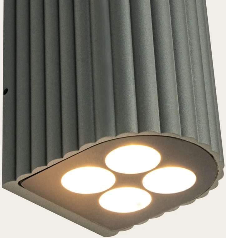Sieninis šviestuvas 8x1W LED sieninis fasado šviestuvas, tamsiai pilkas, 3000K, IP54, šviečia į viršų ir į apačią, E422