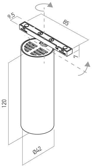 9,6W LED šviestuvas į magnetinius bėgelius XNEO, juodas, 3000K, dimeriuojamas, reguliuojamas