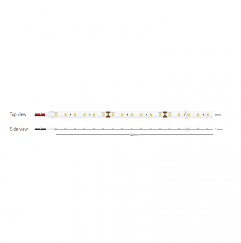 9,6W/m LED juosta, 24V, 120LEDs/m, 3000K, IP20, 5m ritė, LS40