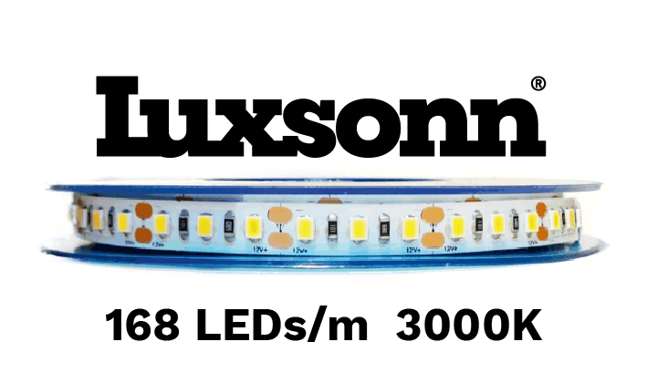 9.6W/m LED juosta LUXSONN, DC24, 168 LED/m, 3000K, IP67