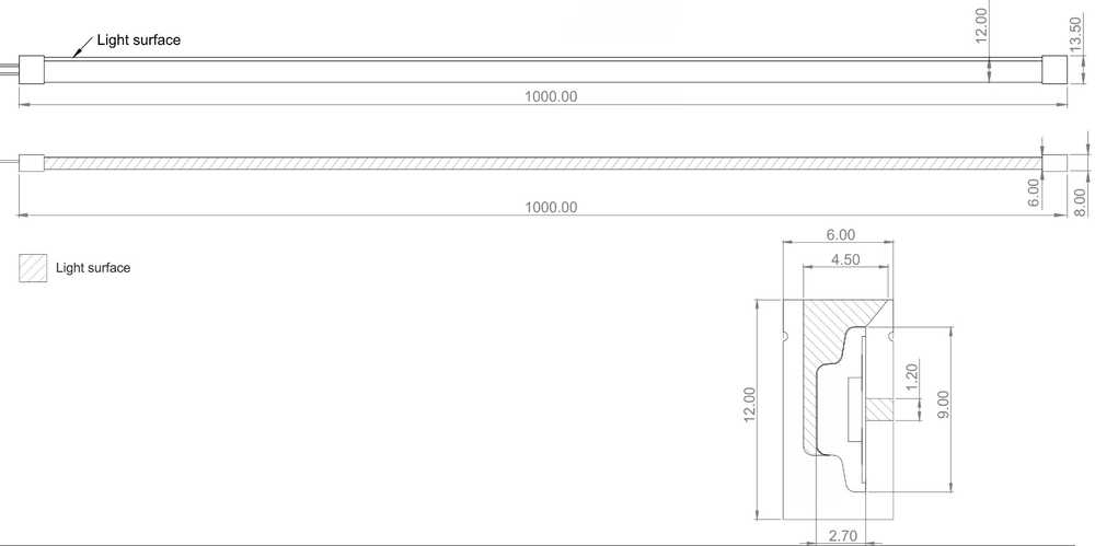 9,6W/m MEDIUM LED NEON juosta, 3000K, 24V DC, SPEC