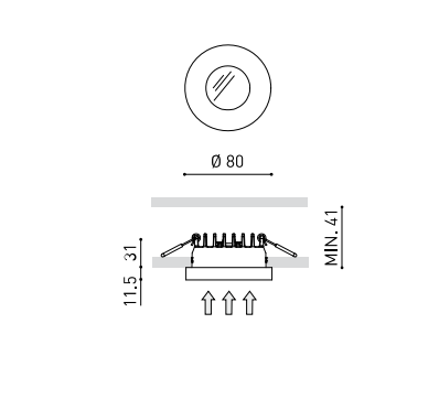 9W įleidžiamas LED šviestuvas PUCK RECESSED M, juodas 4000K